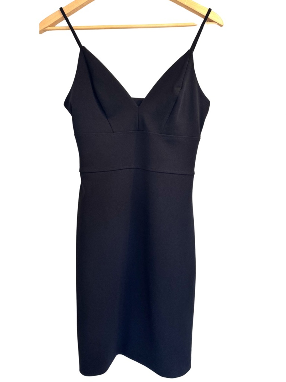 Express Black Mini Dress XS Spaghetti Strap V-Neck Fitted Stretch